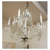 1035	CRYSTAL CHANDELIER W/CURVED GLASS ARMS AND PRISMS, APPROXIMATELY 27 IN