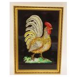 1036	FOIL/TINSEL REVERSE PAINTING ON GLASS OF ROOSTER
