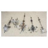 1038	GROUP OF ASSORTED ANTIQUE HANGING LAMP FIXTURES, TRANSITIONAL GAS/ELECTIC