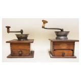 1043	LOT OF 2 ANTIQUE COFFEE GRINDERS/MILLS, APPROXIMATELY 11 IN HIGH