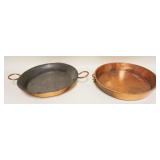 1054	2 COPPER SHALLOW PANS, APPROXIMATELY 13 1/2 IN X 2 IN HIGH