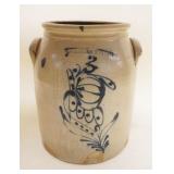 1064	N WHITE & CO BINGHAMTON STONEWARE CROCK, 3 GAL, BLUE DECORATED, INCISED ON BACK N WHITE & CO BI