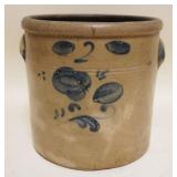 1071	2 GAL BLUE DECORATED STONEWARE CROCK, APPROXIMATELY 9 1/2 IN X 9 1/4 IN