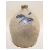 1079	STONEWARE BLUE DECORATED JUG, APPROXIMATELY 11 IN HIGH