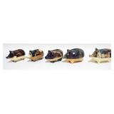 1086	GROUP OF 5 YELLOWARE PIG BANKS W/BROWN & MULTICOLOR GLAZE, APPROXIMATELY 5 IN X 3 1/2 IN HIGH