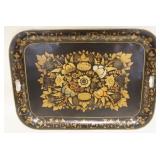 1089	ANTIQUE TOLE DECORATED TRAY, DOUBLE HANDLED, APPROXIMATELY 19 IN X 26 IN