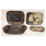 1095	GROUP OF ASSORTED ANTIQUE TOLE DECORATED TRAYS, SOME W/PAINT LOSS, LARGEST APPROXIMATELY 12 IN 