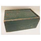 1101	LARGE ANTIQUE DOVETAILED CANDLE BOX IN GREEN, APPROXIMATELY 18 IN X 11 1/2 IN X 8 1/4 IN HIGH