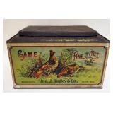 1111A	ANTIQUE TOBACCO TIN *GAME FINE CUT*, APPROXIMATELY 12 IN X 8 IN X 7 IN