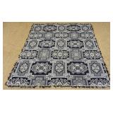 1117	ANTIQUE BLUE & WHITE COVERLET, APPROXIMATELY 5 FT 9 IN X 6 FT 3 IN