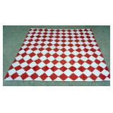 1120	ANTIQUE HAND SEWN QUILT, APPROXIMATELY 6 FT 10 IN X 6 FT 4 IN, W/WEAR
