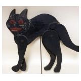 1130	FOLK ART HALLOWEEN ARCHED BLACK CAT, MOVABLE LEGS & TAIL, APPROXIMATELY 17 IN X 17 IN