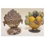 1162	2 CAST IRON FLORAL BASKET DOOR STOPS, APPROXIMATELY 8 IN HIGH