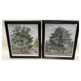 1173	PAIR OF FRAMED J.G. STRUTT PRINTS *BLACK POPLAR AT BURY ST EDMUNDS* & *LACHES AT DUNKELD* EACH 