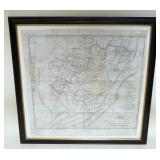 1177	ANTIQUE MAP FRAMED, TOPOGRAPHICAL & GEOLOGICAL MAP OF THE VALLEY OF THE OHIO, APPROXIMATLY 21 I