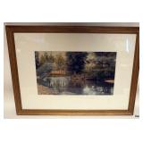 1186	LARGE WALLACE NUTTING REFRAMED & MATTED PRINT *THE SWIMMING POOL*, APPROXIMATELY 31 IN X 23 IN 