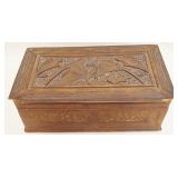 1197	CARVED WOOD DRESSER BOX W/HINGED LID, LOSS TO TOP EDGES, APPROXIMATELY 7 1/2 IN X 13 1/2 IN X 5