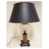 1202	ANTIQUE KEROSENE LAMP, BURNER ELECTRIFIED, APPROXIMATELY 20 IN HIGH