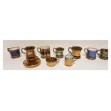 1210	10 PIECE LOT COPPER LUSTER MUGS & TEACUPS