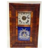 1222	E.N. WELCH 8 DAY OGEE SHELF CLOCK W/ALARM & REVERSED PAINTED GLASS DOOR, APPROXIMATELY 4 IN X 1