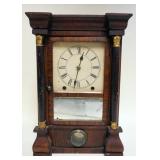1223	SETH THOMAS SHELF CLOCK W/EBONIZED & GILT CAPED COLUMN FRONT, APPROXIMATELY 5 IN X 11 IN X 16 I