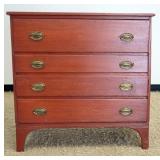 1238	ANTIQUE COUNTRY 4 DRAWER CHEST, REPAIR TO TOP & FEET, APPROXIMATELY 19 IN X 41 IN X 41 IN