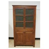 1246	ANTIQUE TIN PIERCED PIE SAFE, 4 DOORS & ONE CENTER DRAWER, APPROXIMATELY 16 IN X 38 IN X 74 IN 