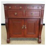 1247	ANTIQUE EMPIRE 3 DRAWER 2 DOOR CUPBOARD, APPROXIMATELY 20 IN X 41 IN X 54 IN HIGH