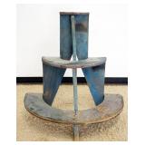 1253	PRIMITIVE HALF ROUND 3 TIER STEPPED SHELF, APPROXIMATELY 39 IN X 23 IN X 40 IN HIGH