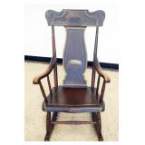 1256	ANTIQUE COUNTRY PAINT DECORATED & STENCILED ROCKER