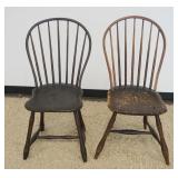 1258	2 ANTIQUE COUNTRY HOOP BACK WINDSOR CHAIRS