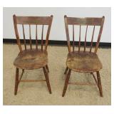 1260	PAIR COUNTRY PAINT DECORATED PLANK BOTTOM CHAIRS
