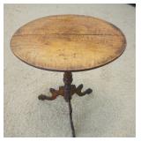 1270	ANTIQUE BURLED WALNUT OVAL CANDLE STAND, APPROXIMATELY 20 IN X 24 IN X 29 IN HIGH