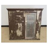 1273	ANTIQUE DOUBLE PANELED DOOR CUPBOARD W/2 INTERIOR SHELVES, APPROXIMATELY 20 IN X 53 IN X 52 IN 