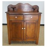 1277	COUNTRY PINE JAM CUPBOARD, 2 DOORS, 2 DRAWERS W/BACK SPLASH & CANDLE HOLDERS, APPROXIMTELY 43 I