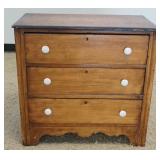1284	3 DRAWER COUNTRY CHEST W/PORCELAIN KNOBS, APPROXIMATELY 30 IN X 16 IN X 29 IN HIGH