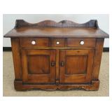 1287	PINE 3 DRAWER 2 DOOR CABINET W/BACK SPLASH, APPROXIMATELY 46 IN X 20 IN X 33 IN HIGH