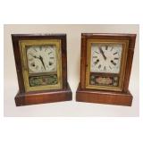1298	2 ANTIQUE SHELF CLOCKS, TALLEST APPROXIMATELY 14 IN HIGH