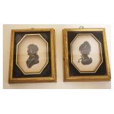 1306	PAIR OF FRAMED SILHOUETTES IN SHADOW BOX FRAMES, APPROXIMATELY 5 IN X 6 IN X 1 IN DEEP