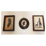 1307	LOT OF 3 SILHOUETTES, LARGEST APPROXIMATELY 4 1/4 IN C 6 1/4 IN