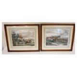 1312	2 FRAMED ENGLISH HUNT PRINTS, APPROXIMATELY 18 IN X 20 IN