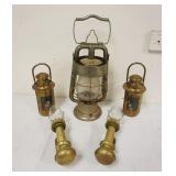1230C	BARN LANTERN AND BRASS HANGING LANTERNS