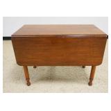 1235C	ANTIQUE COUNTRY PINE DROP LEAF TABLE WITH 1 DRAWER IN CHERRY FINISH, APPROXIMATELY 21 IN X 35 