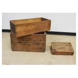1258A	GROUP OF PINE WOOD BOXES AND SMALL LAP DESK, LARGEST BOX APPROXIMATELY APPROXIMATELY 29 IN X 1