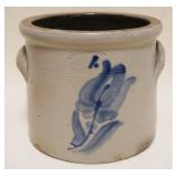 1084A	BLUE DECORATED STONEWARE CROCK, UNION POTTERY NEWARK NJ, J ZIPE
