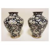 1009	PAIR OF ASIAN PORCELAIN VASES, FLORAL DECORATED W/CHARACTER MARKS ON BASE, REPAIR ON TOP, APPRO