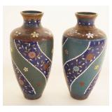 1020	PAIR OF CLOISONNE VASES, EACH APPROXIMATELY 6 1/2 IN HIGH