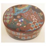 1024	CLOISONNE OVAL COVERED BOX, APPROXIMATELY 4 IN X 3 IN X 2 IN HIGH