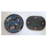 1026	2 SMALL CLOISONNE TRAYS, LARGEST APPROXIMATELY 3 1/2 IN X 5 IN