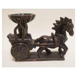 1055	ASIAN POTTERY FIGURE OF A HORSE DRAWN CARRIAGE, APPROXIMATELY 12 IN C 4 IN X 8 IN